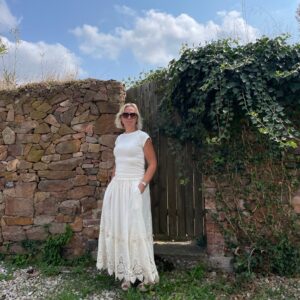 Boho Maxirock aus Baumwolle mit Spitze Ivory